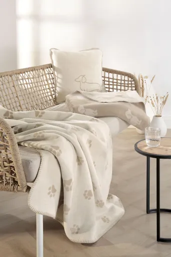 Wohndecke, We Love Dogs, Pfote, beige 33